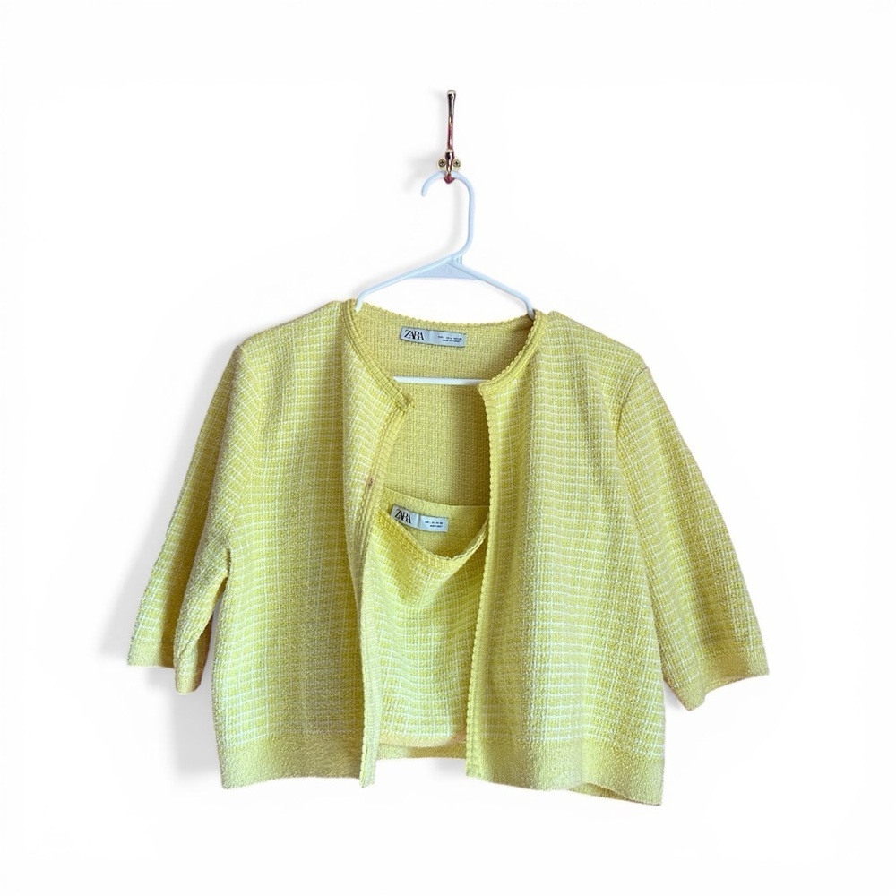 Zara Yellow Knit Cardigan and Top Set Size Large - Picture 5 of 10